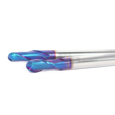 HRC65 2 Flutes Carbide Ball Nose End Mill 10mm Extra Long For Tool Steel