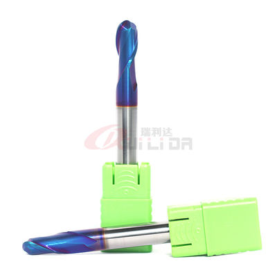 Titanium Carbide Ball Nose End Mill HRC65 10mm Shank Diameter 2 Flutes