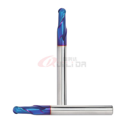 HRC65 2 Flutes Carbide Ball Nose End Mill 10mm Extra Long For Tool Steel